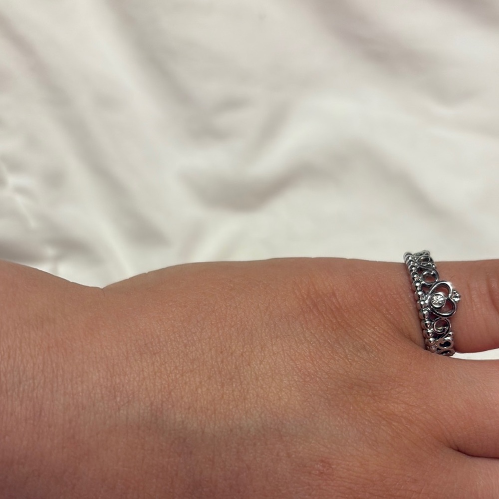 Pandora Silver Heart Band Ring